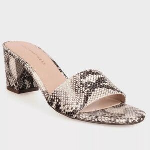 Who What Wear Snake-Print Block Heel Slide Sandals in Black and White